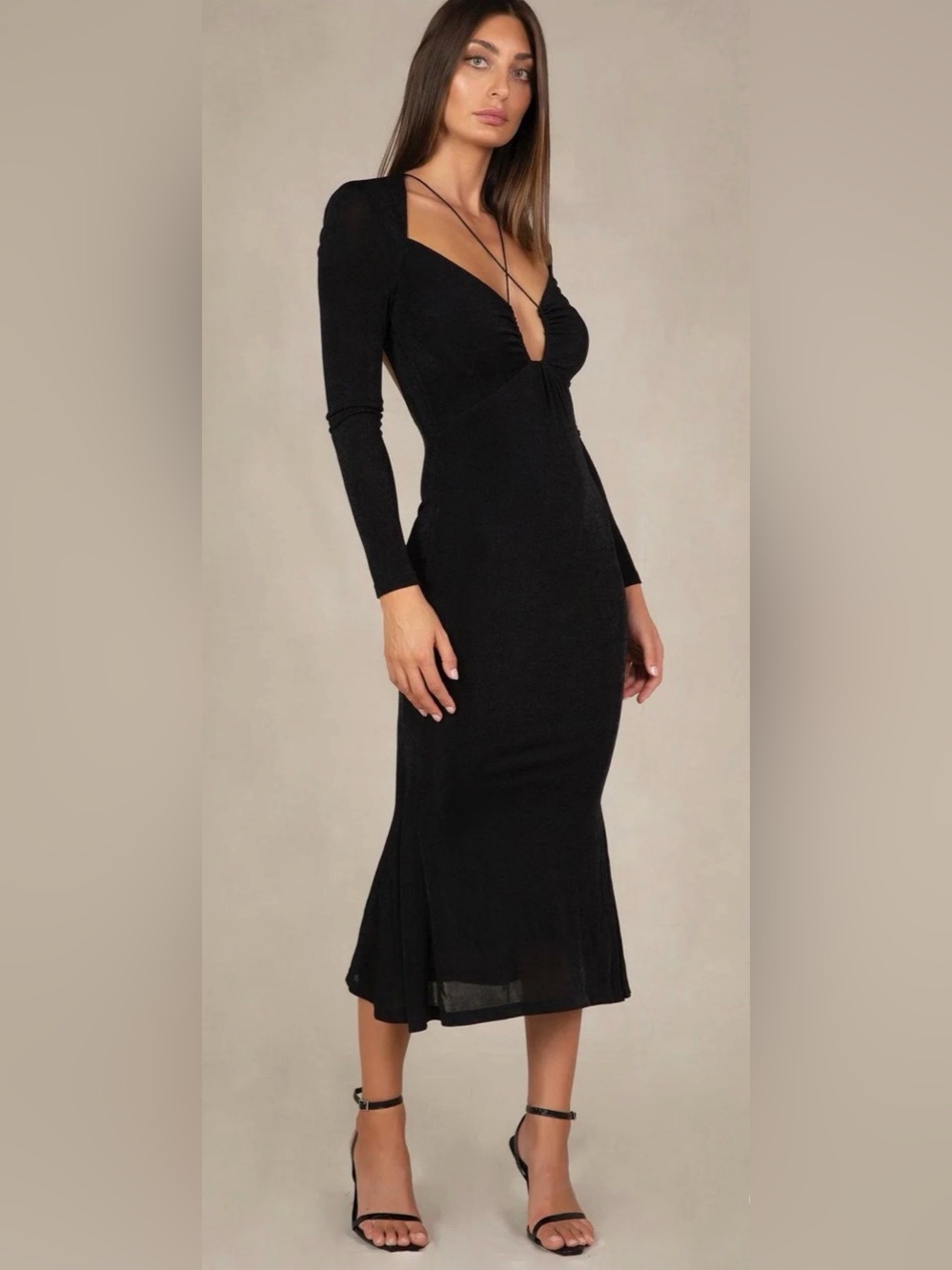 NWT Jason Wu Engracia Black Plunge Open Back Midi Dress XS